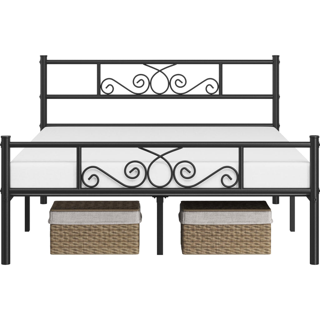 Black Metal Bed Frame with Headboard and Footboard W226