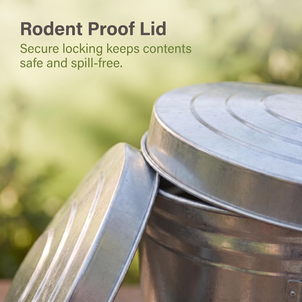 Galvanized Steel 6 Gallon Trash Can with Locking Lid M9791