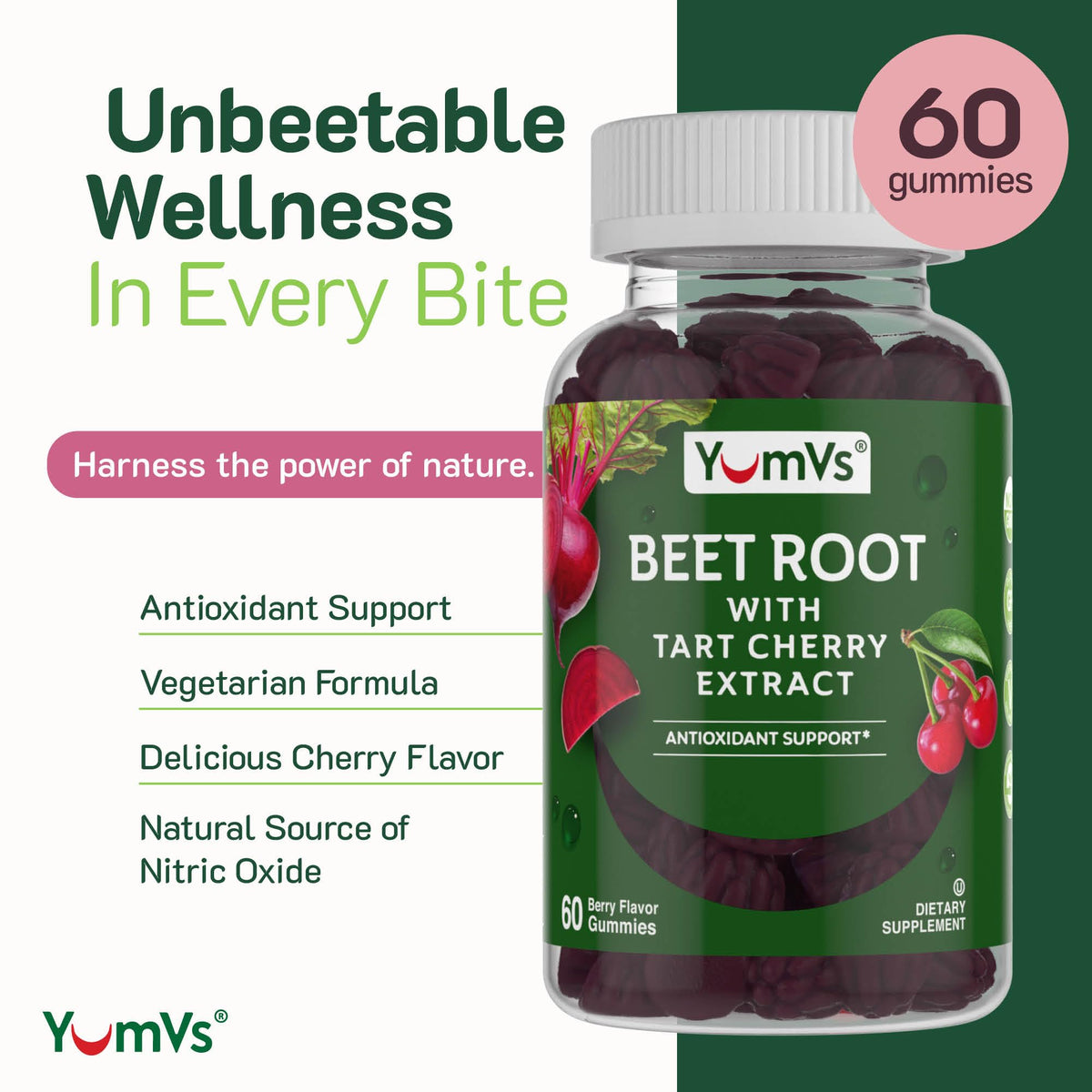 Beet Root Gummies with Tart Cherry 60 Count I50947