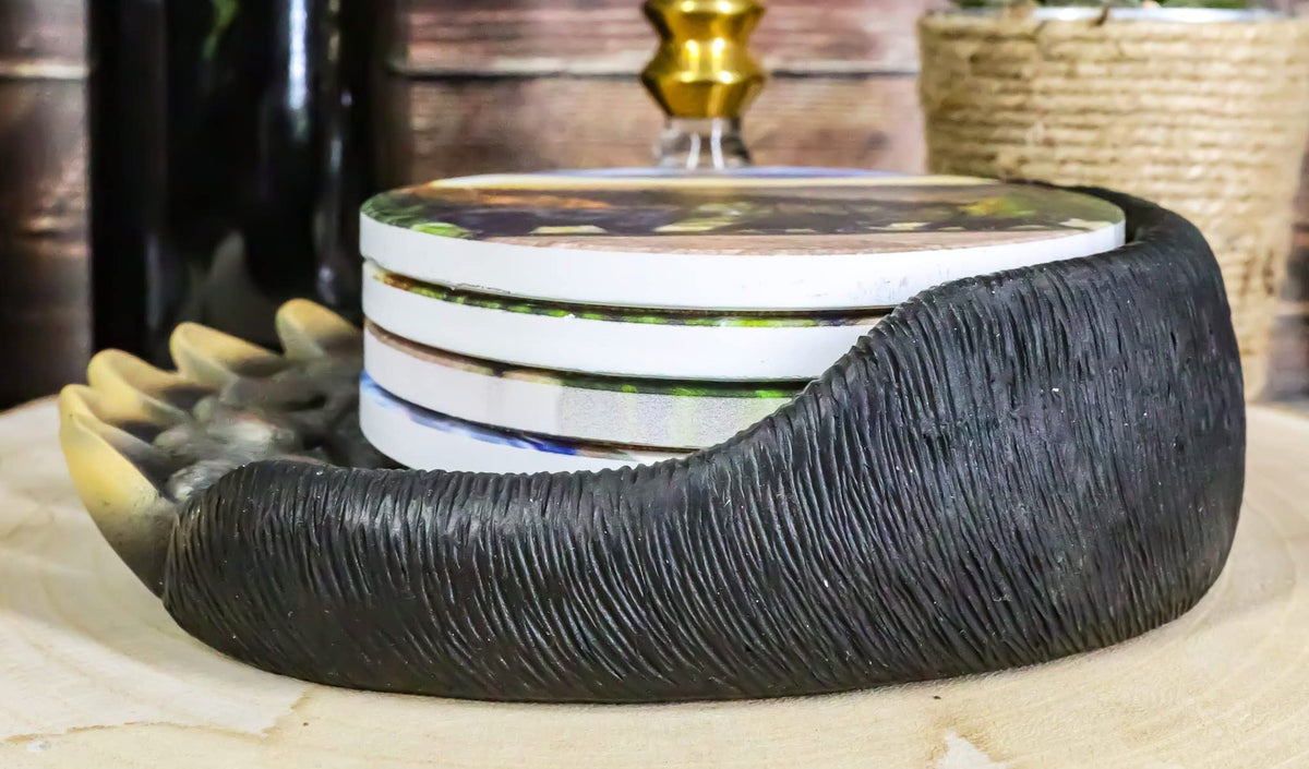 Black Bear Paw Coaster Set with 4 Coasters O158