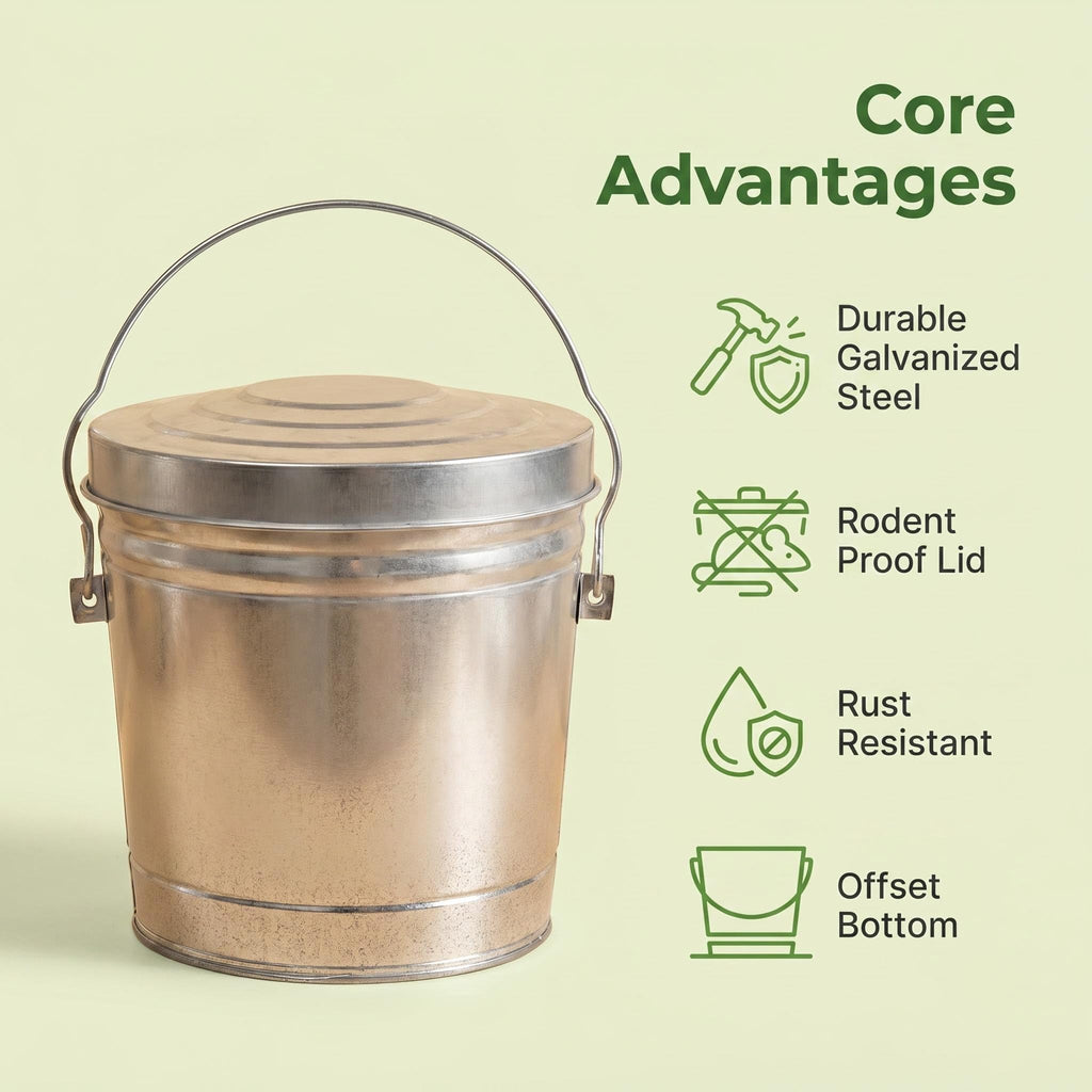 Galvanized Steel 6 Gallon Trash Can with Locking Lid M9791