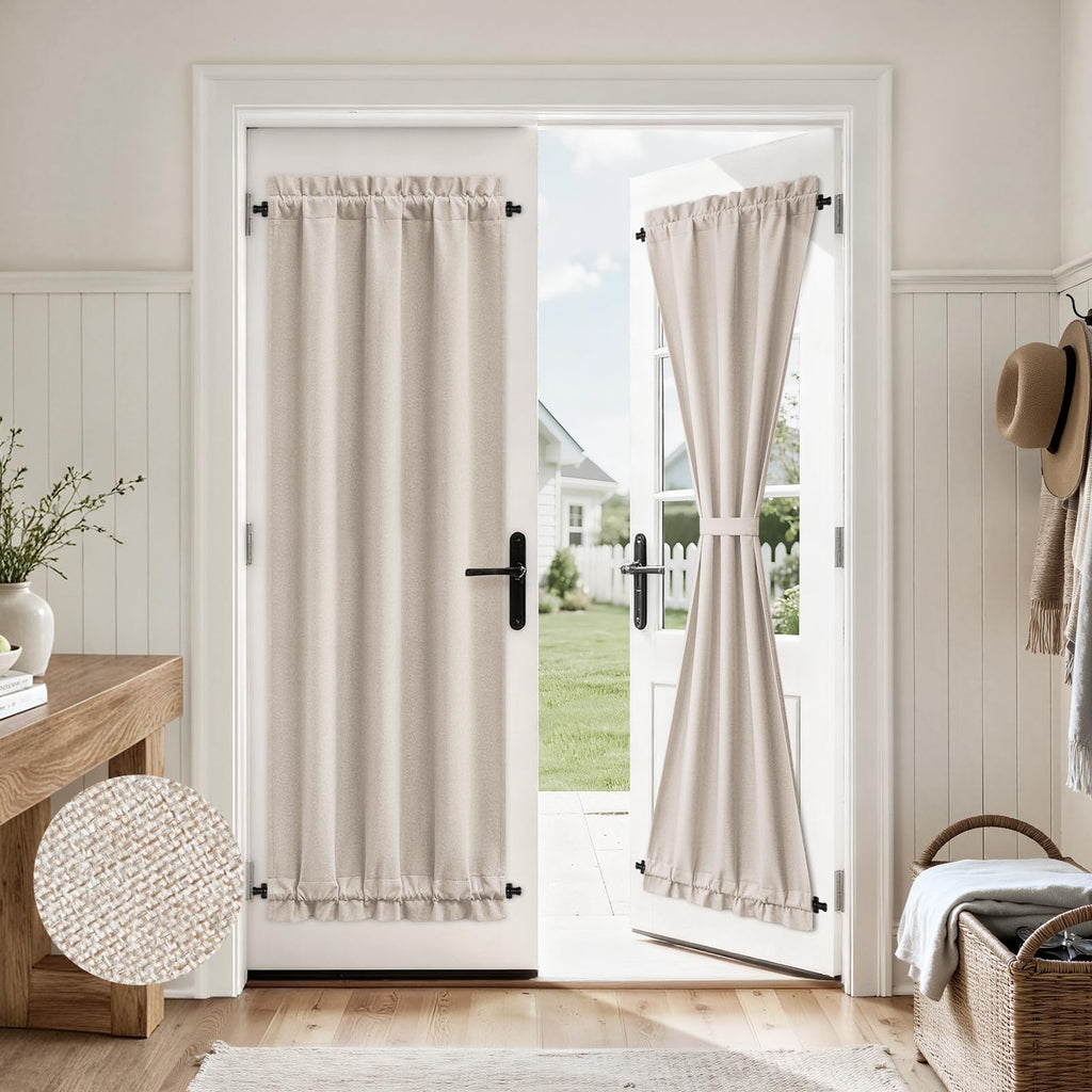 100% Blackout Linen Door Curtains 26x72 Inch K846967