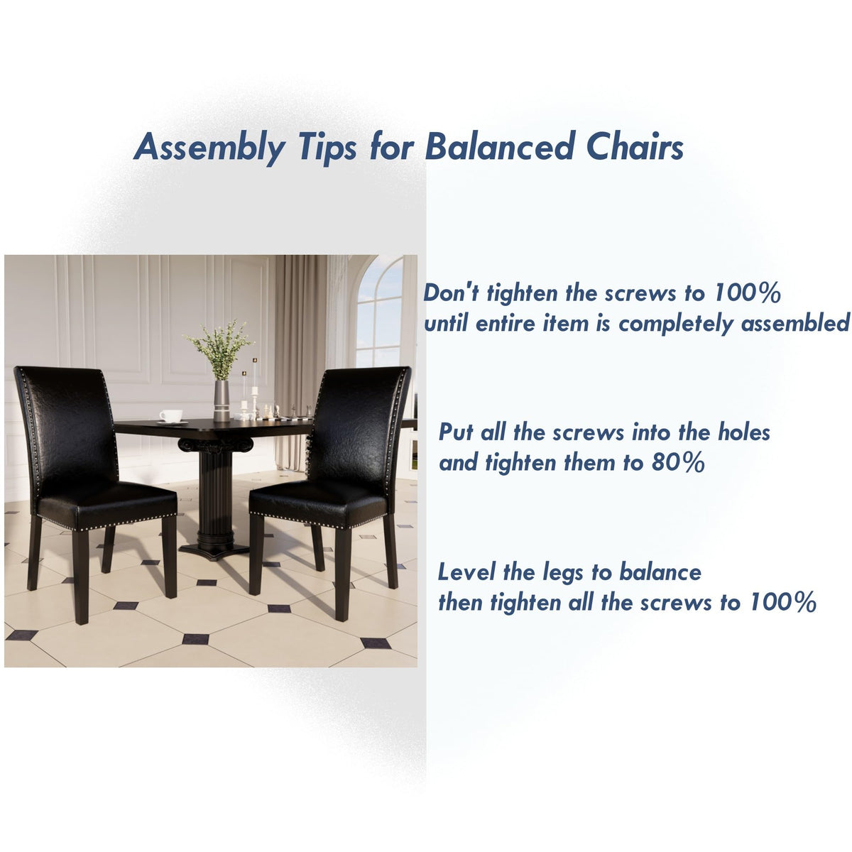 Black Faux Leather Dining Chairs Set of 4 with Wood Legs R611