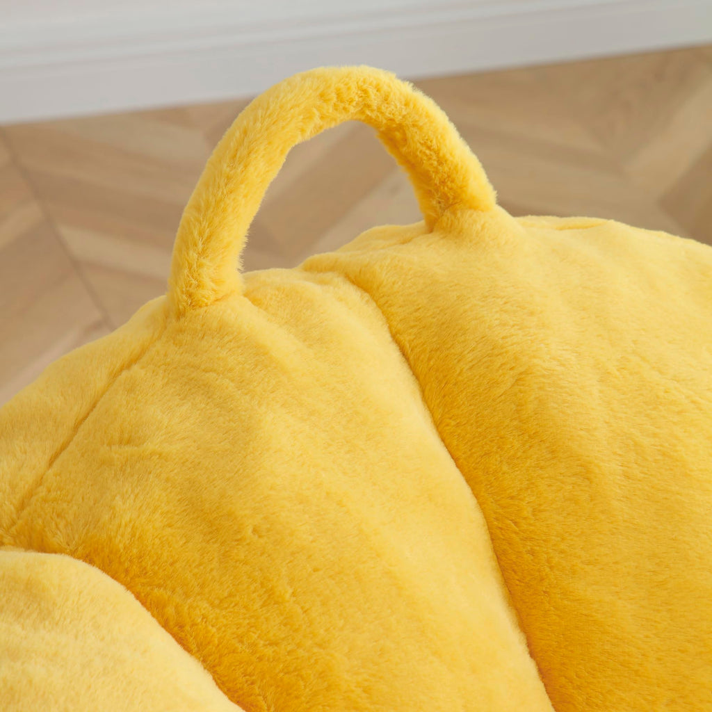 Yellow Faux Fur Memory Foam Bean Bag Chair with Footstool Y3919
