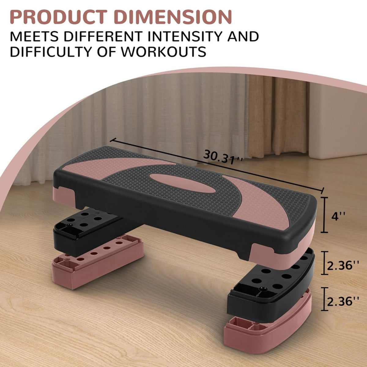 31" Adjustable Step Aerobic Platform with 4 Stackable Risers U74387