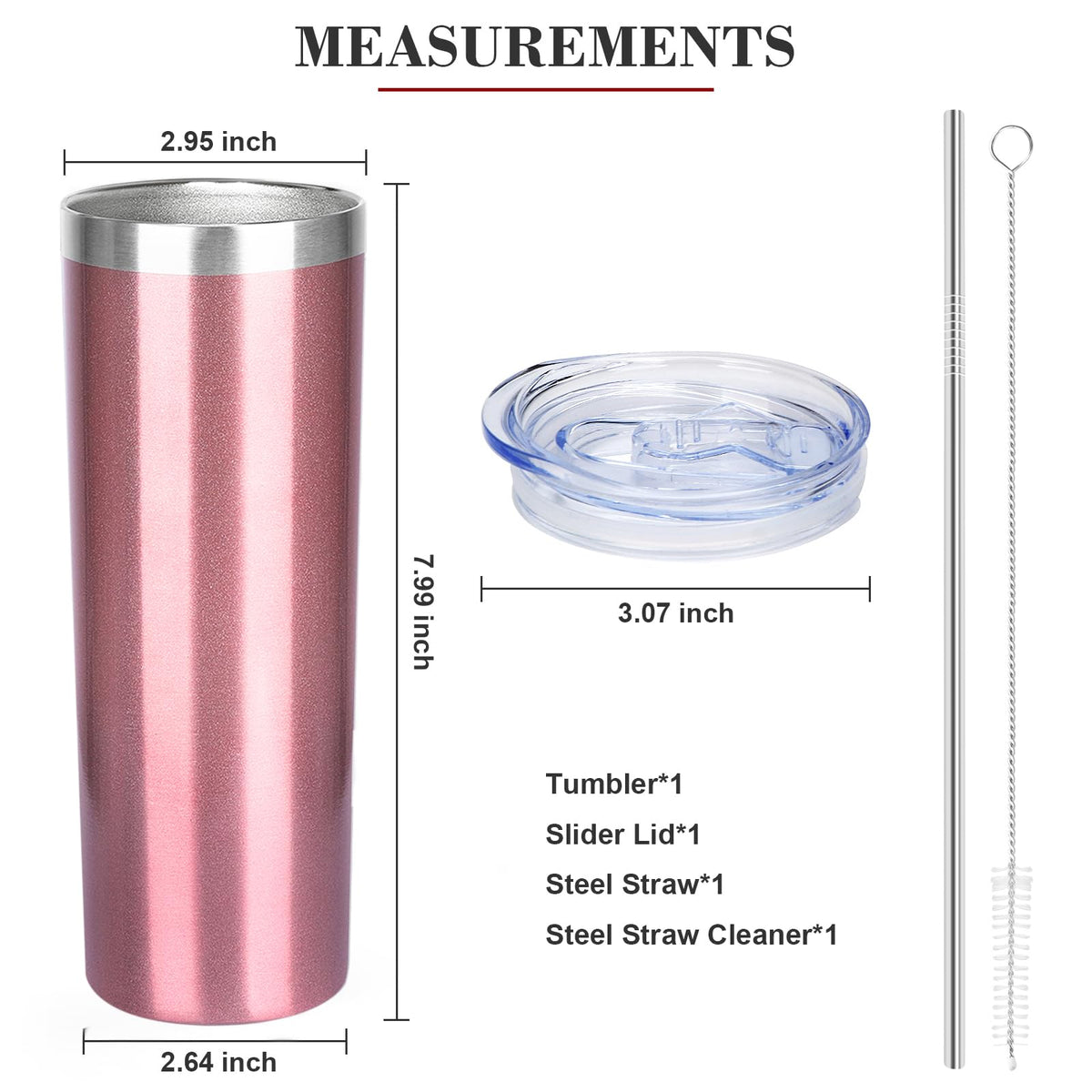 20 oz Stainless Steel Vacuum Insulated Tumbler with Lid and Straw Z847