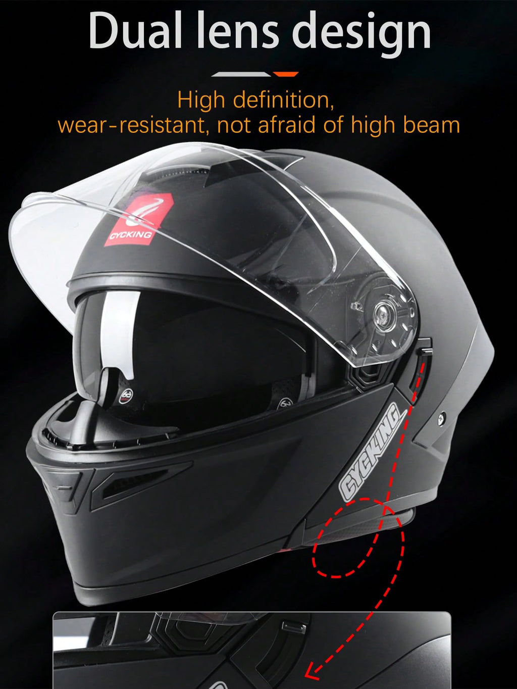 Modular Flip Up Full Face Motorcycle Helmet with Dual Visor V397