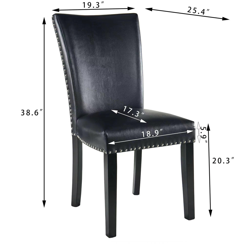 Black PU Leather Upholstered Dining Chairs Set of 2 O785