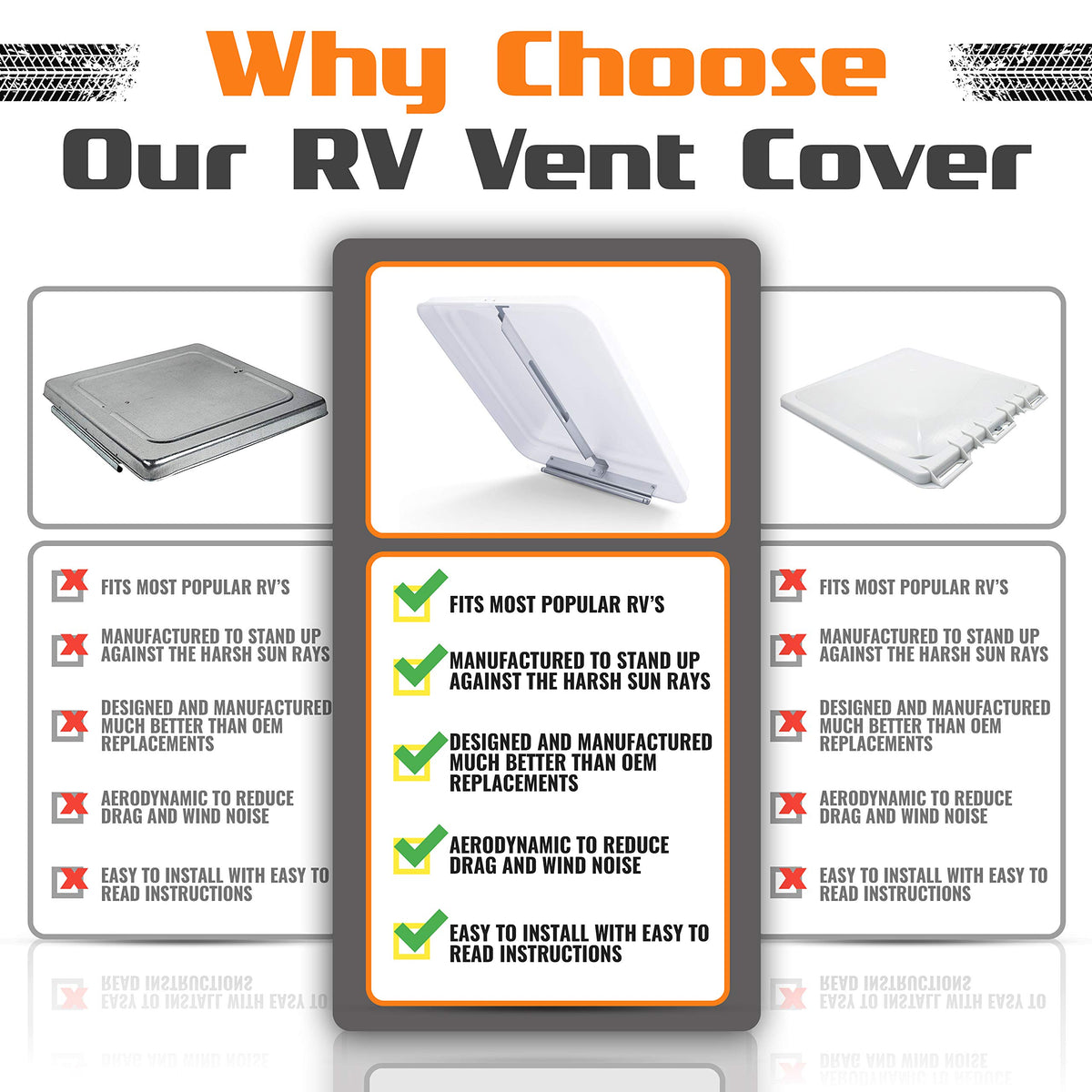 14 Inch RV Roof Vent 2-Pack White M39794