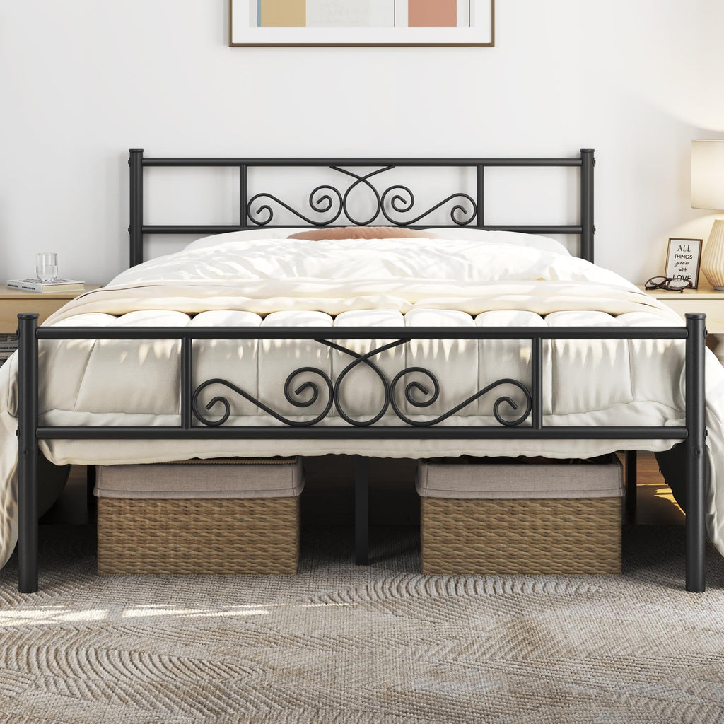 Black Metal Bed Frame with Headboard and Footboard W226