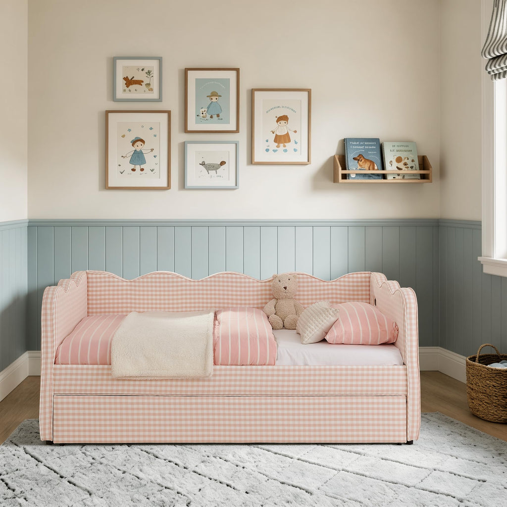 Twin Size Upholstery Daybed with Trundle and USB W50959