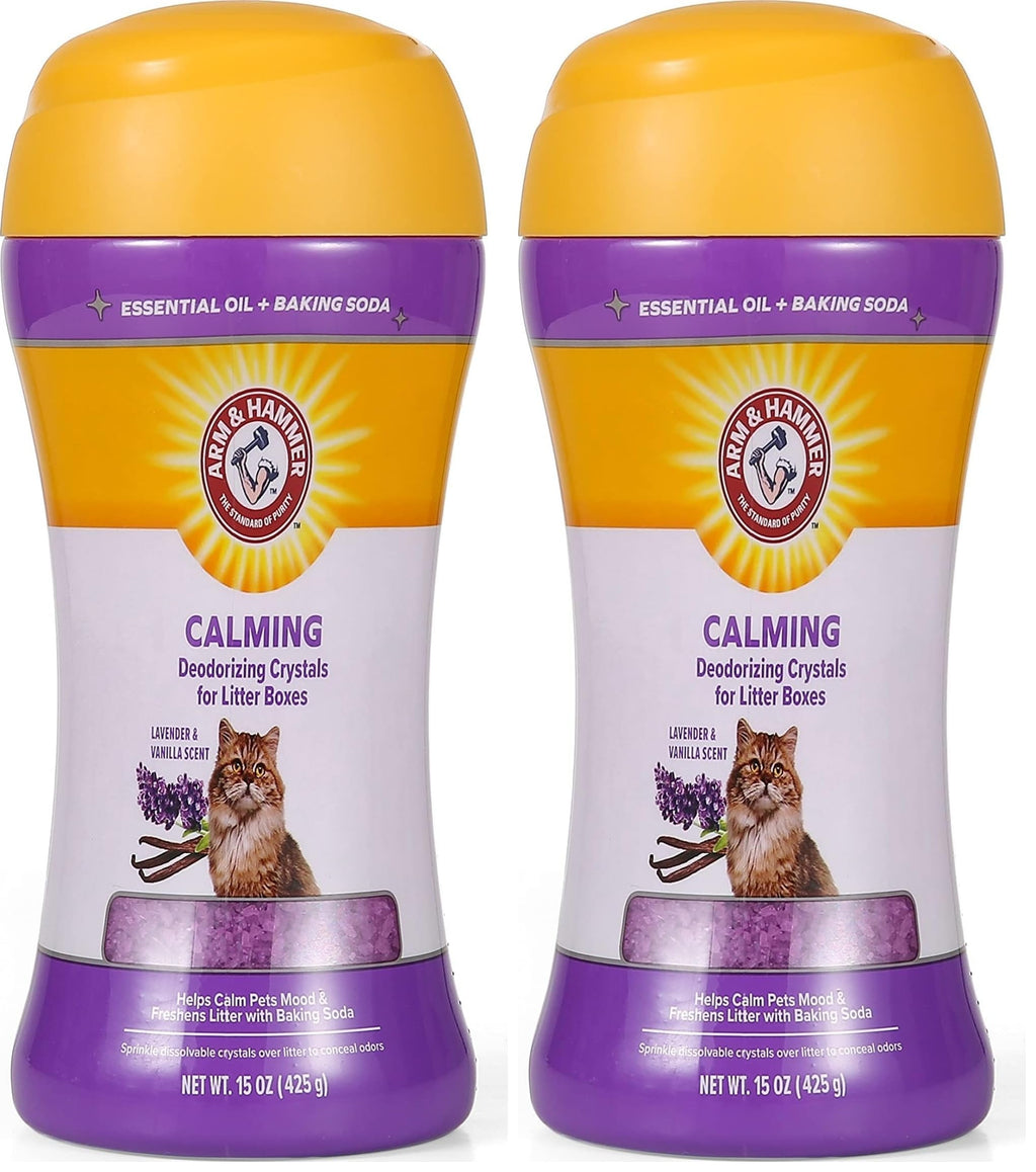 Cat Litter Deodorizing Crystals with Baking Soda, Lavender and Vanilla Scent, 15 Oz - 2 Pack Z418951