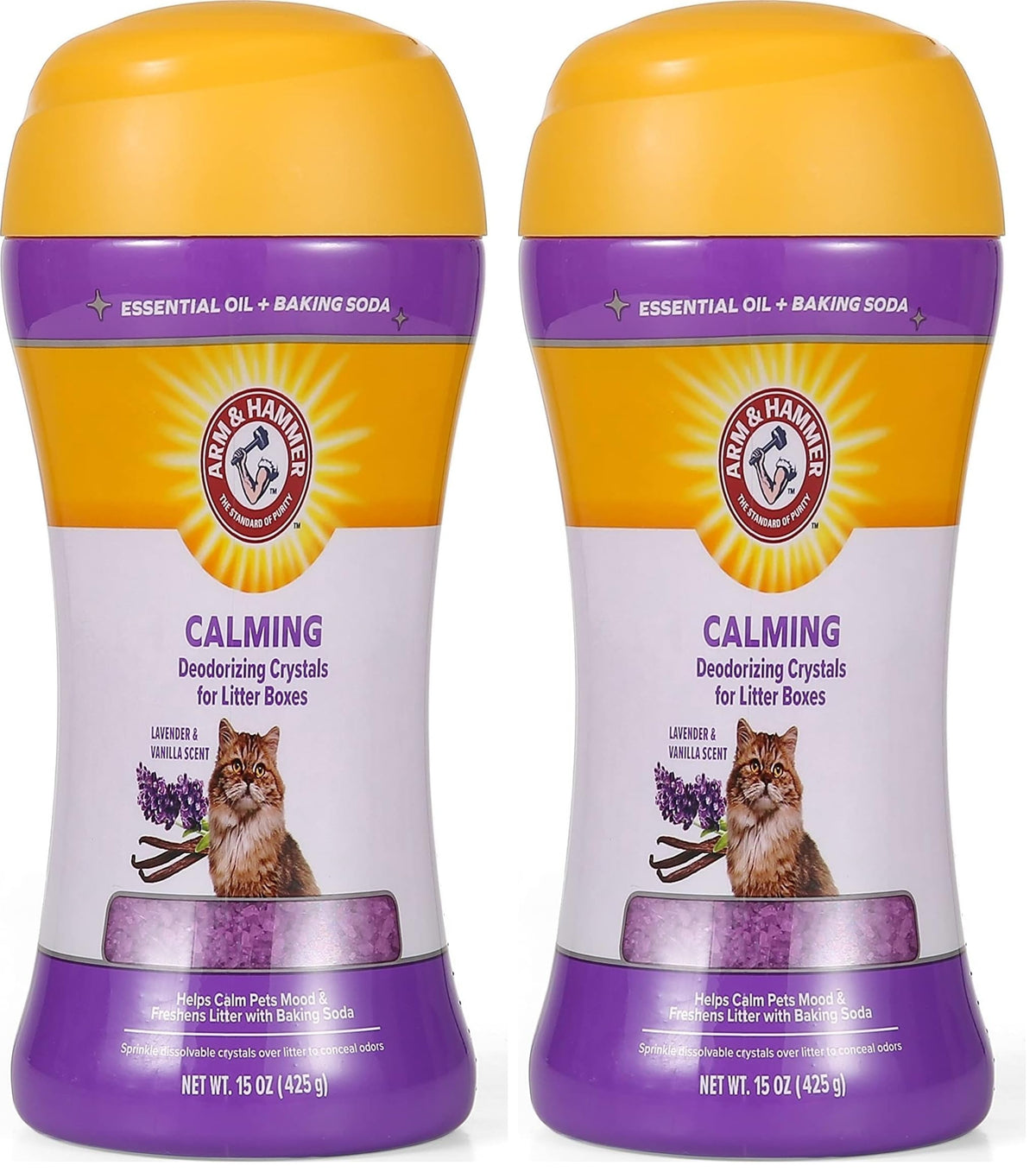 Cat Litter Deodorizing Crystals with Baking Soda, Lavender and Vanilla Scent, 15 Oz - 2 Pack Z418951