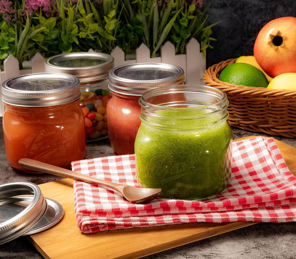 Wide Mouth Mason Jars 16oz with Airtight Lids and Bands X5761