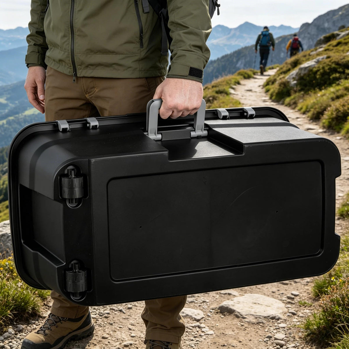 22 Gallon Black Wheeled Plastic Storage Trunk J8642