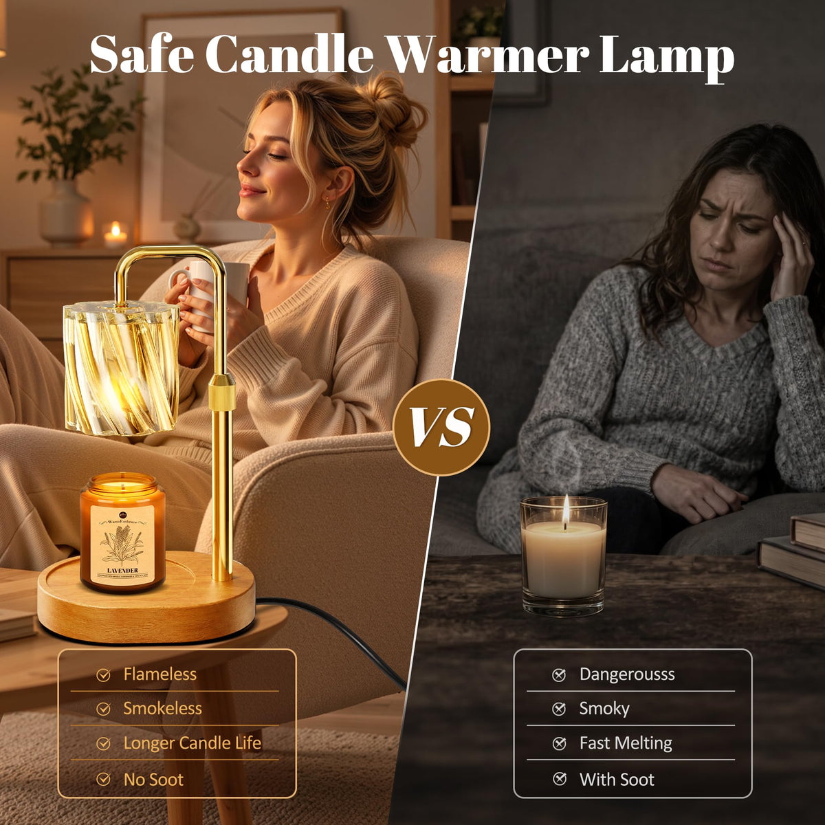 Candle Warmer Lamp Set with Scented Jar Candle & Timer P23914