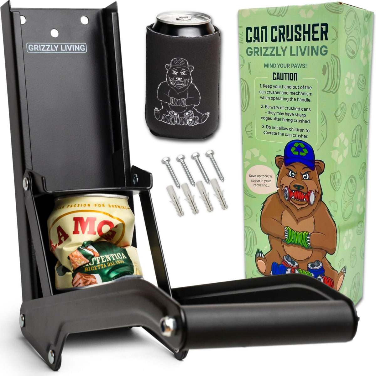 Heavy Duty Wall Mounted Can Crusher for 12-16oz Cans C33314