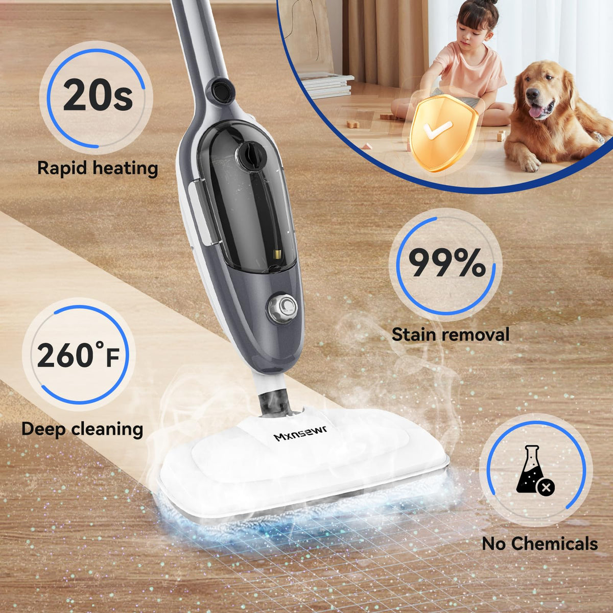 11-in-1 Handheld Detachable Adjustable Steam Mop B7704