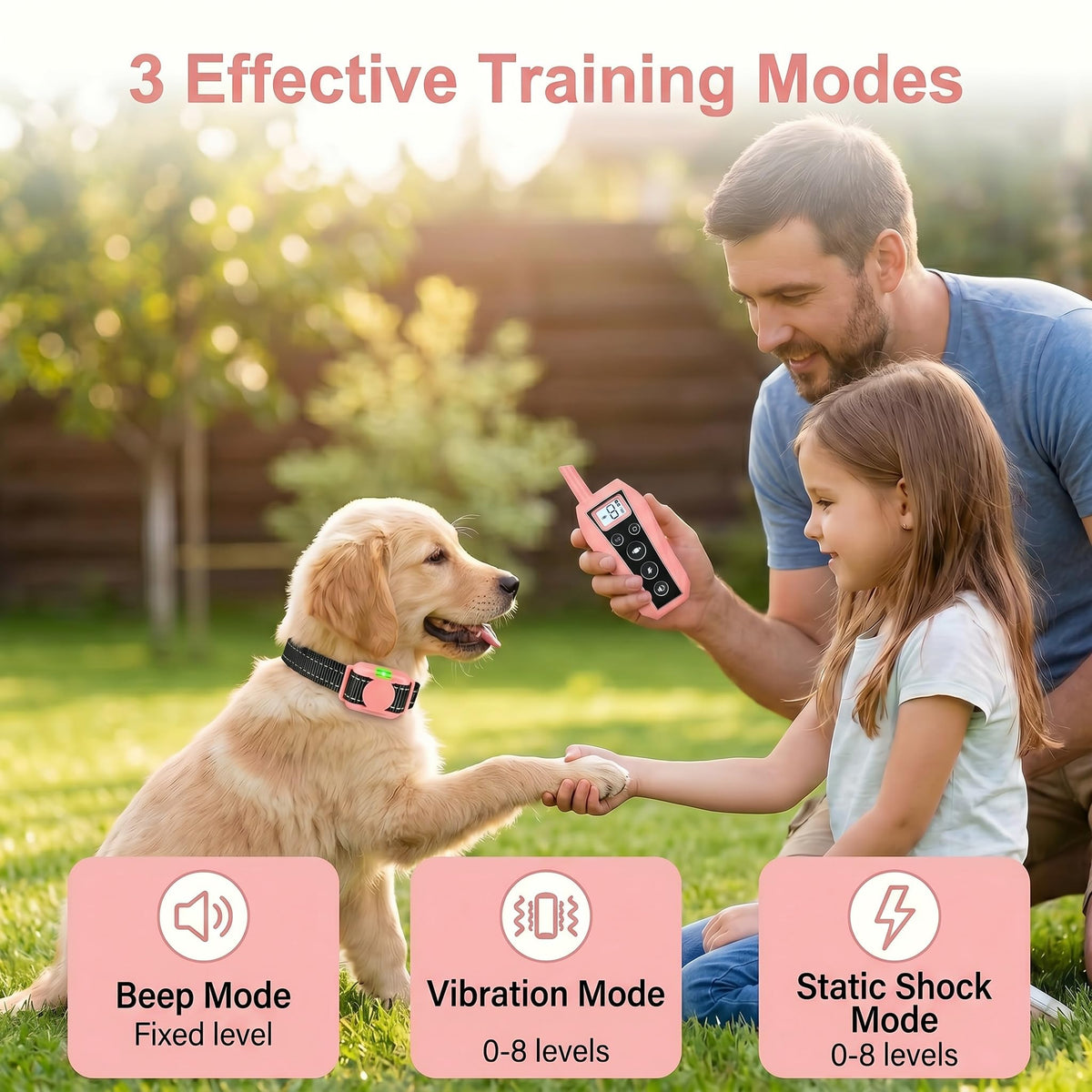 Pink 2000FT Waterproof Dog Training Collar G688262