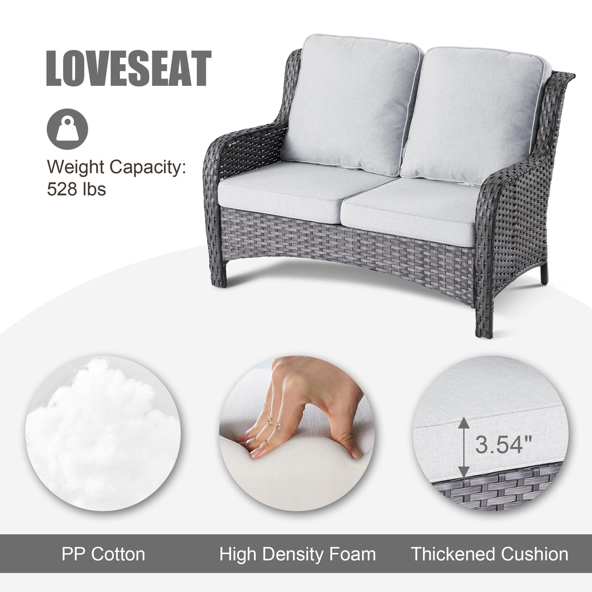 5 Piece Wicker Sofa Set with Fire Pit Table X929