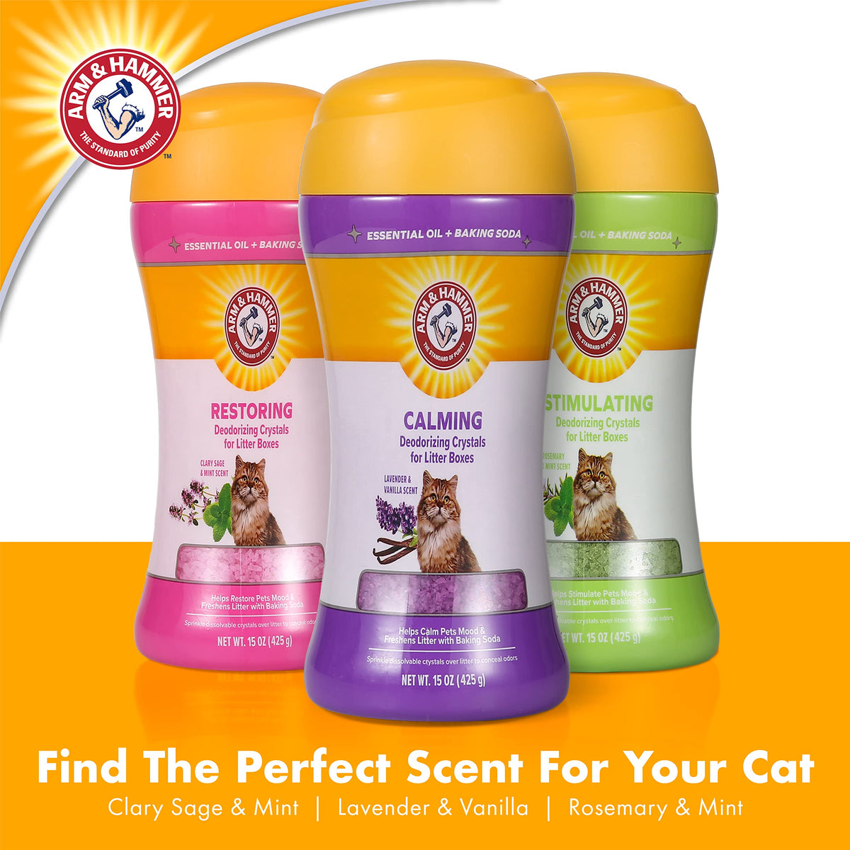 Cat Litter Deodorizing Crystals with Baking Soda, Lavender and Vanilla Scent, 15 Oz - 2 Pack Z418951
