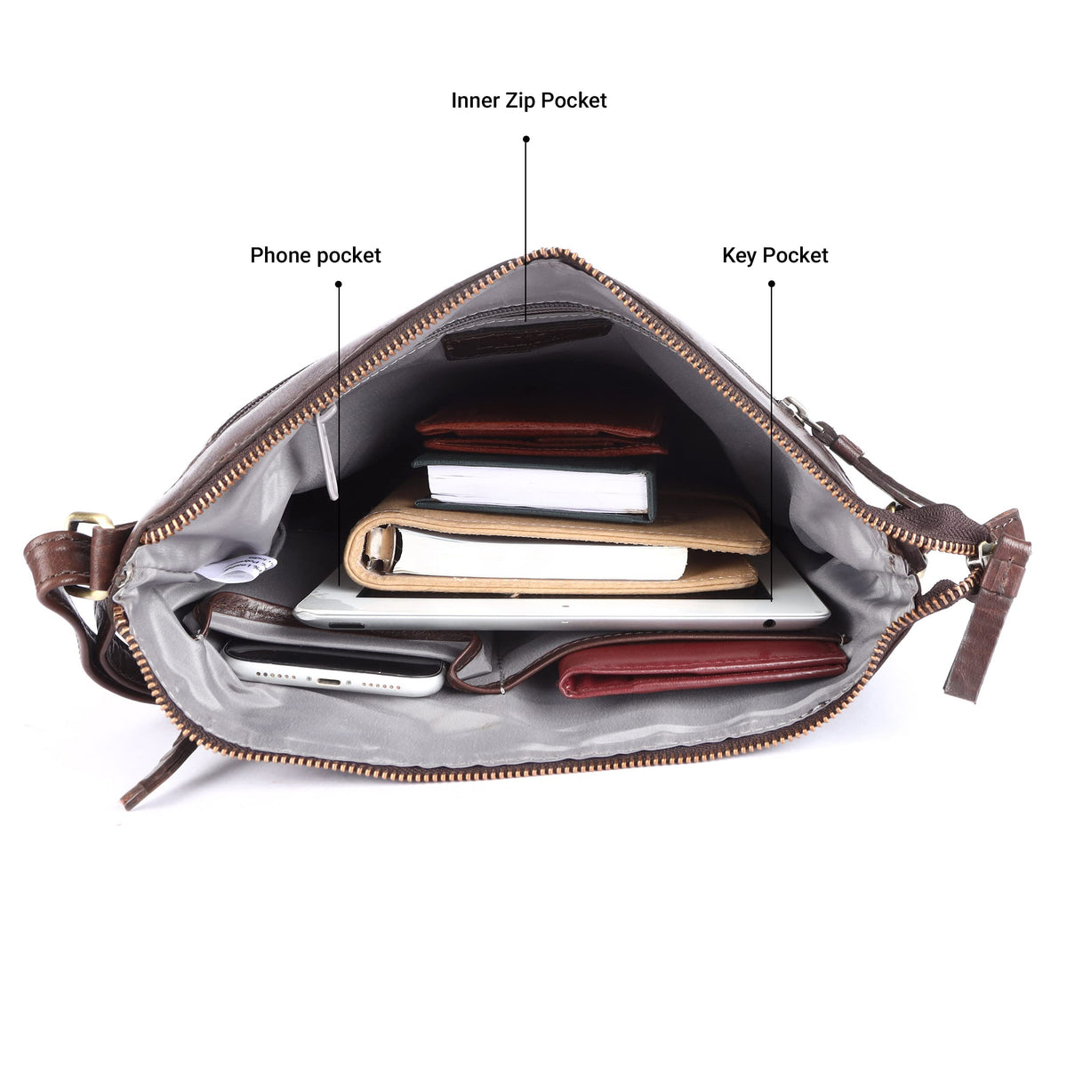 Extra-Large Genuine Leather Crossbody Purse Y244