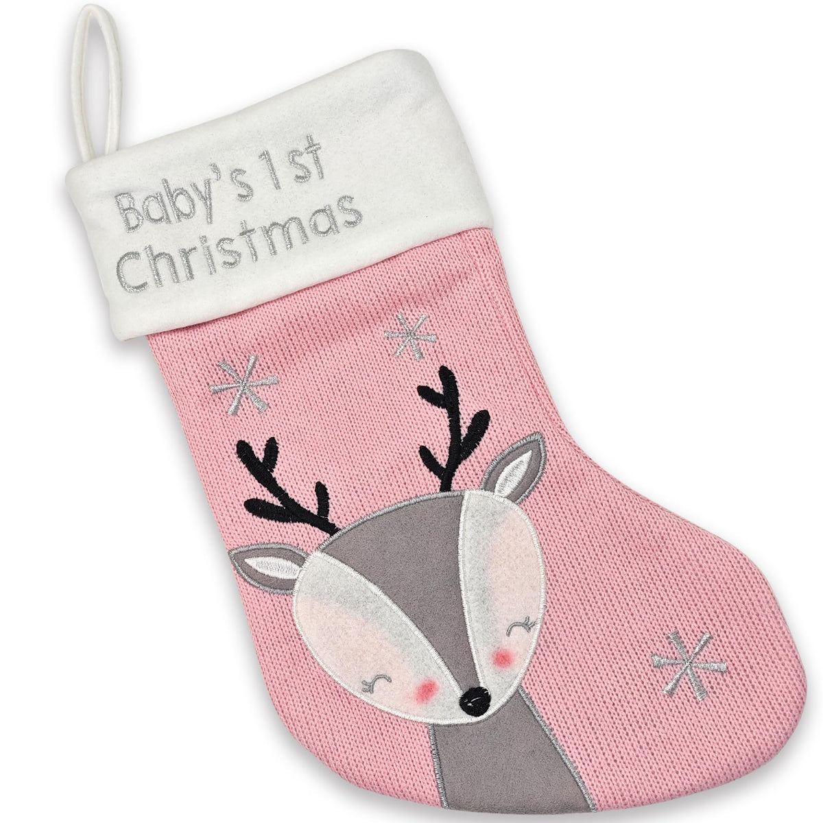 Pink Grey Christmas Stocking S2677