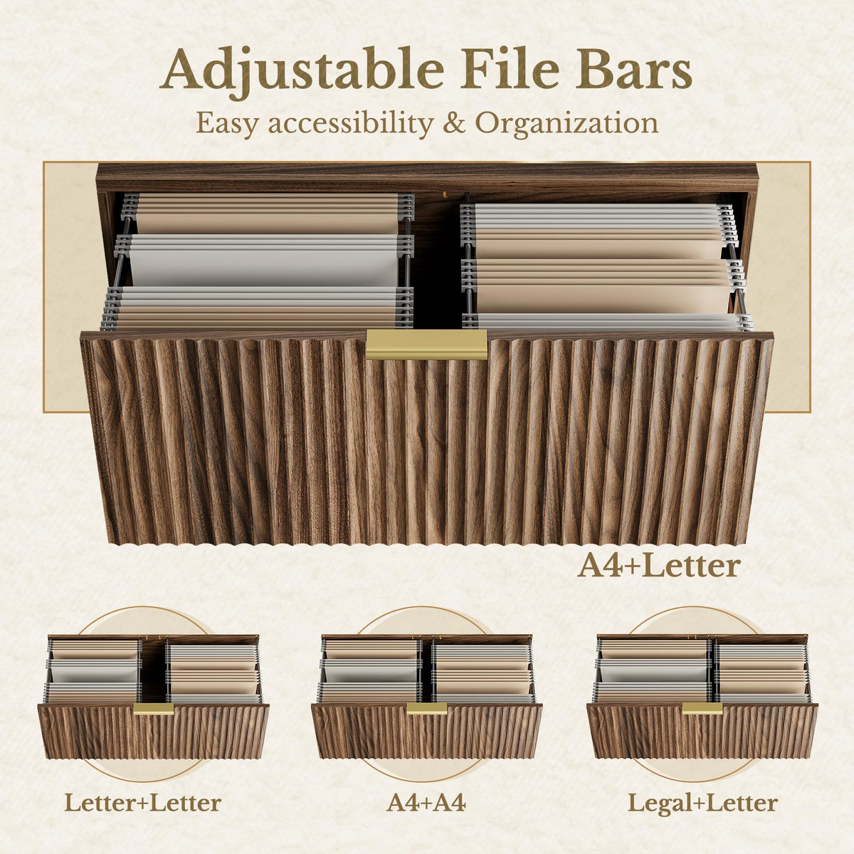 Black Walnut 2 Drawer Fluted Lateral File Cabinet P6938