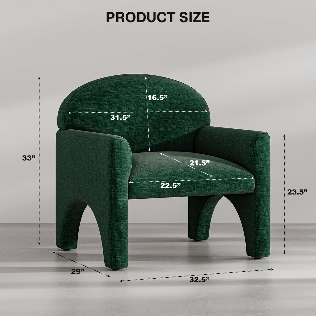 Green Upholstered Accent Chair Set of 2 with Rubber Wood Legs W896693