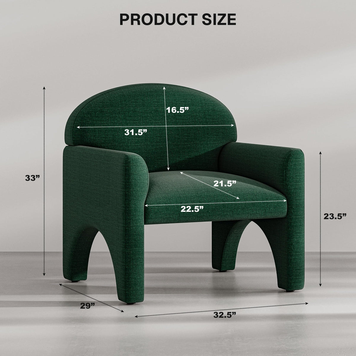 Green Upholstered Accent Chair Set of 2 with Rubber Wood Legs W896693