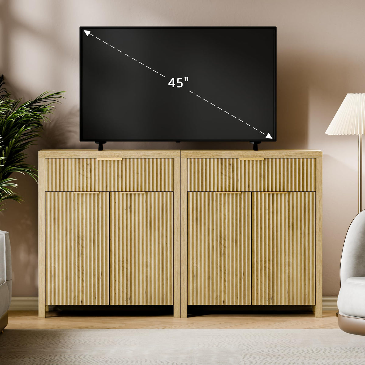 Natural Oak Storage Cabinet with Adjustable Shelves E85573