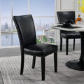 Black PU Leather Upholstered Dining Chairs Set of 2 O785