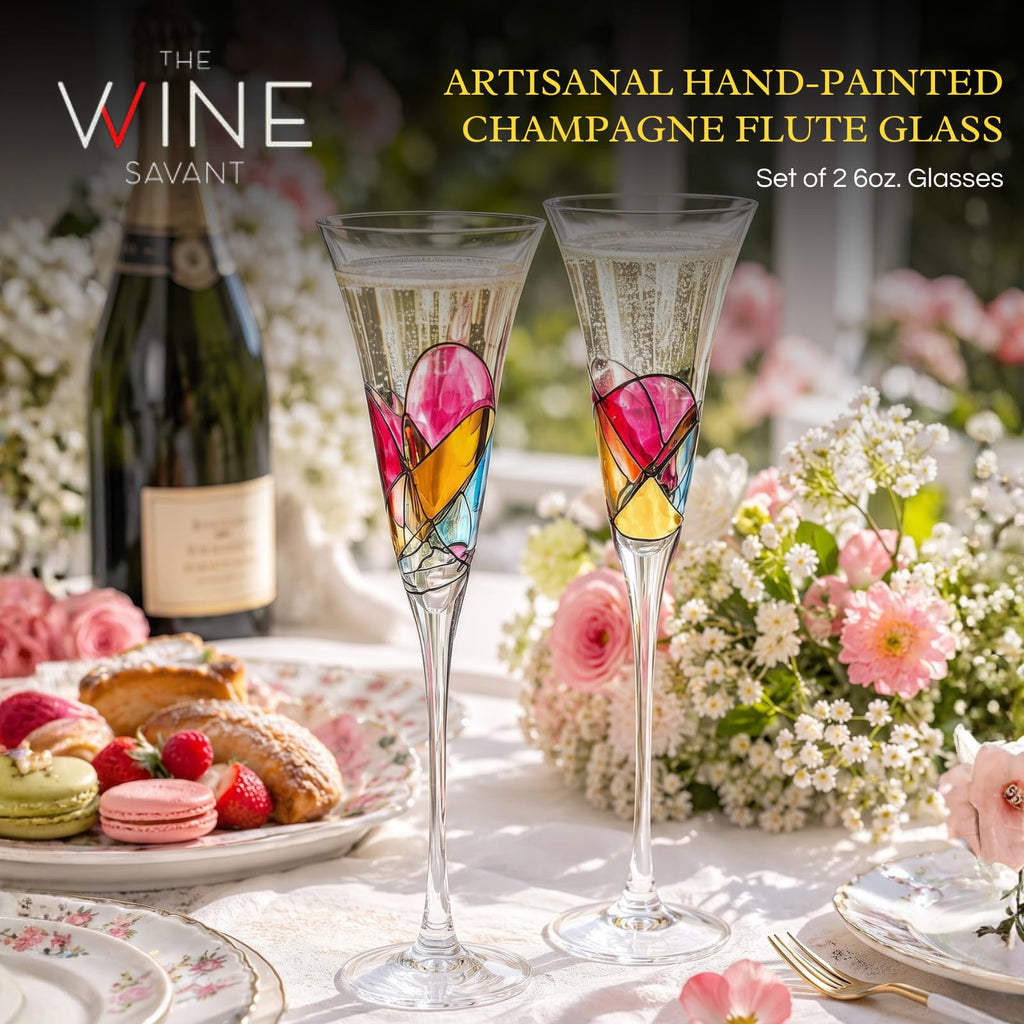 Hand Painted Martini Champagne Cocktail Glasses 2 Set S681