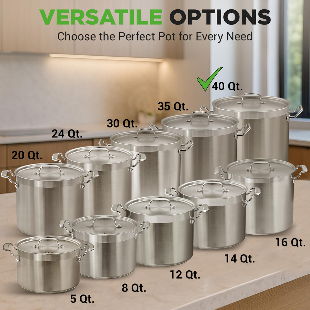 Stainless Steel Stock Pot with Lid 40 Qt F298481