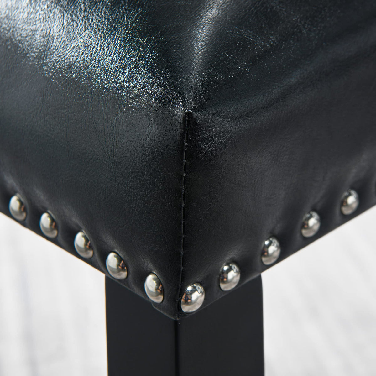 Black Faux Leather Dining Chairs Set of 4 with Wood Legs R611