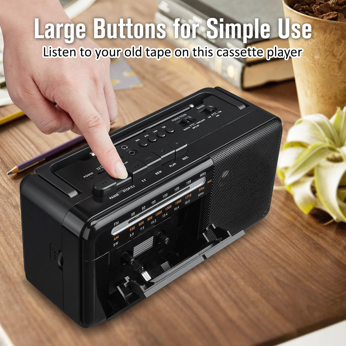 Cassette Tape Player Bluetooth Boombox AM/FM/SW Radio Stereo D668