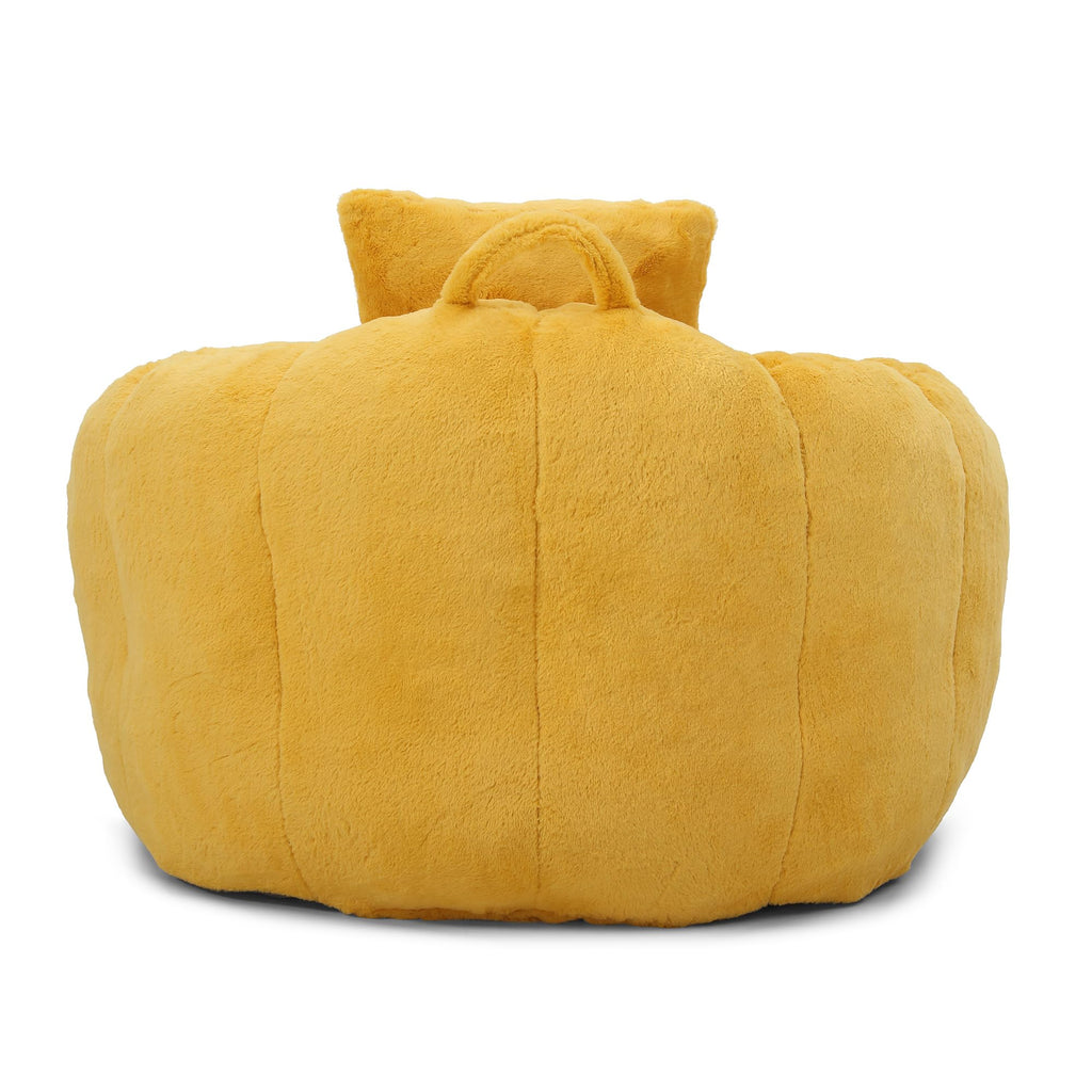 Yellow Faux Fur Memory Foam Bean Bag Chair with Footstool Y3919