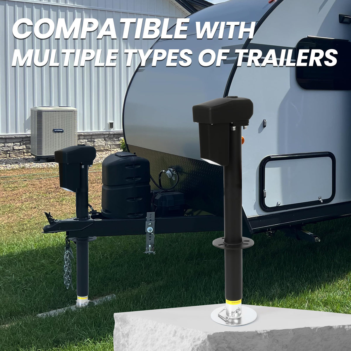 12V Electric Tongue Jack 4000lb A-Frame Heavy Duty Trailer Jack with Drop Foot & LED Light Z743