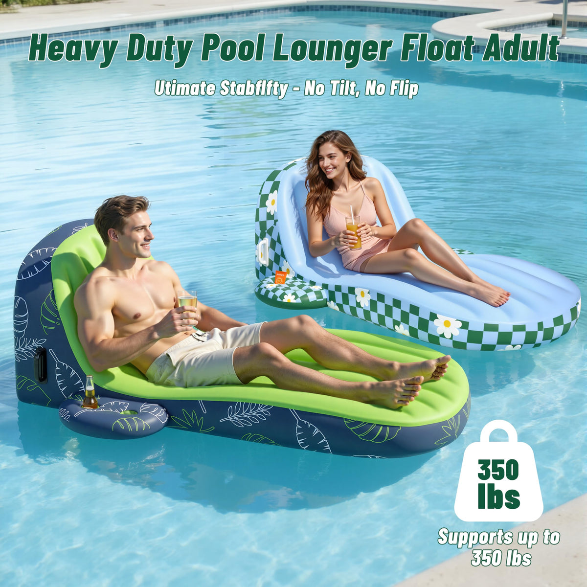 Inflatable Pool Lounger Float with Cup Holder G7584