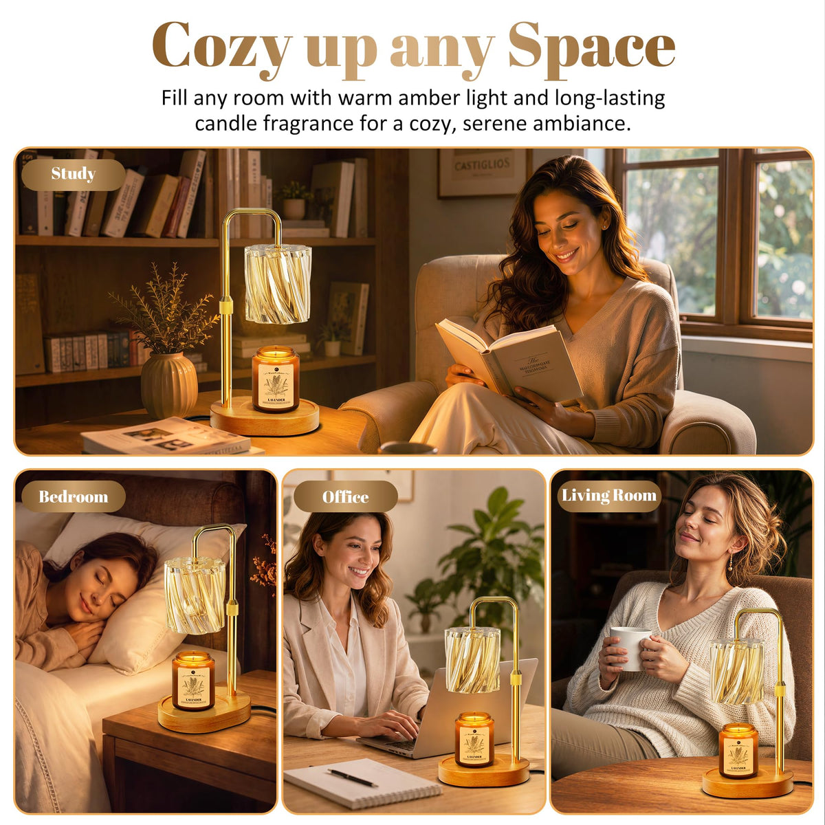 Candle Warmer Lamp Set with Scented Jar Candle & Timer P23914