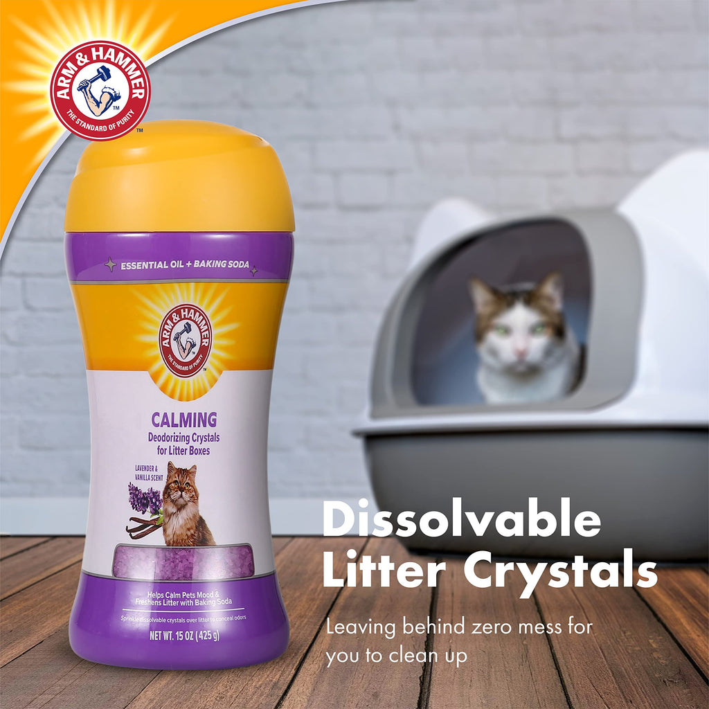 Cat Litter Deodorizing Crystals with Baking Soda, Lavender and Vanilla Scent, 15 Oz - 2 Pack Z418951