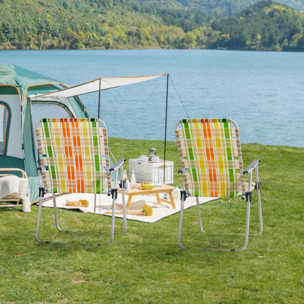 Yellow & Green Set of 2 Oversized Foldable Beach Chairs P2412