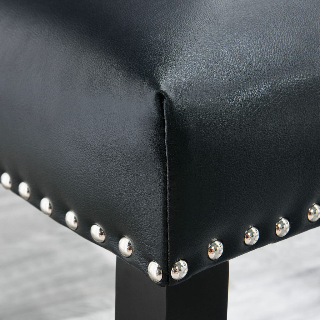 Black PU Leather Upholstered Dining Chairs Set of 2 O785