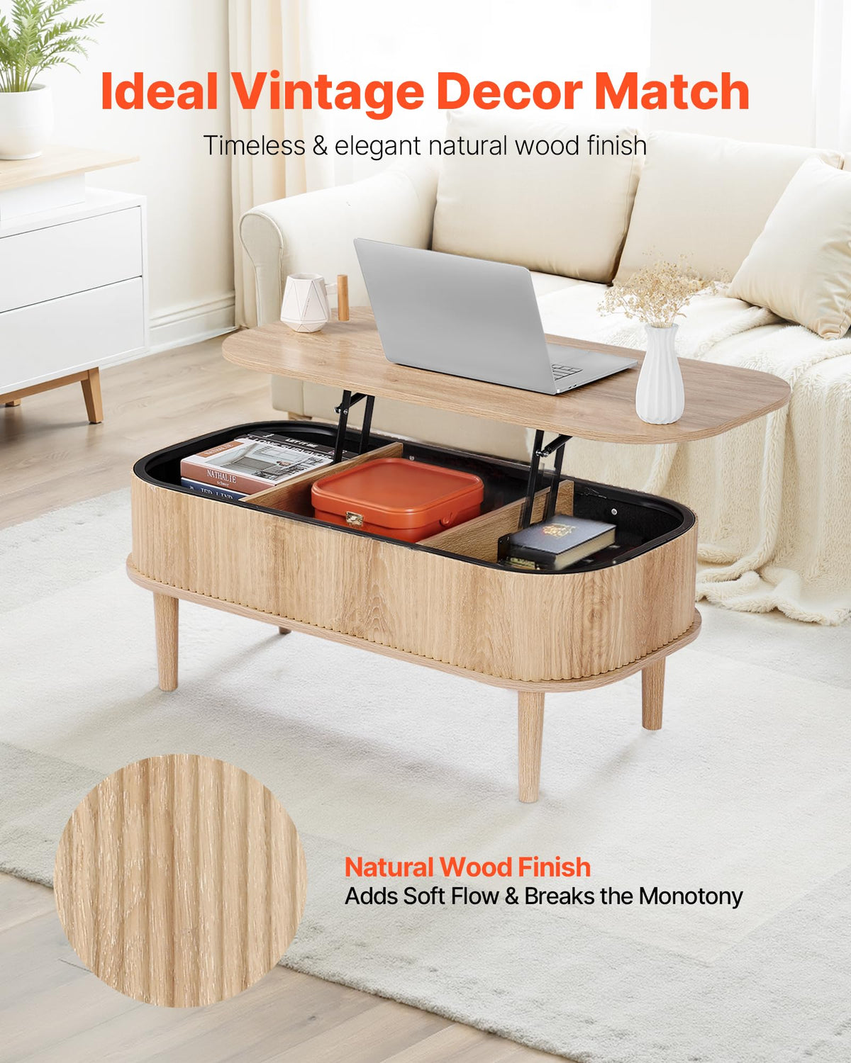 Natural Lift Top Coffee Table with Storage Y555820