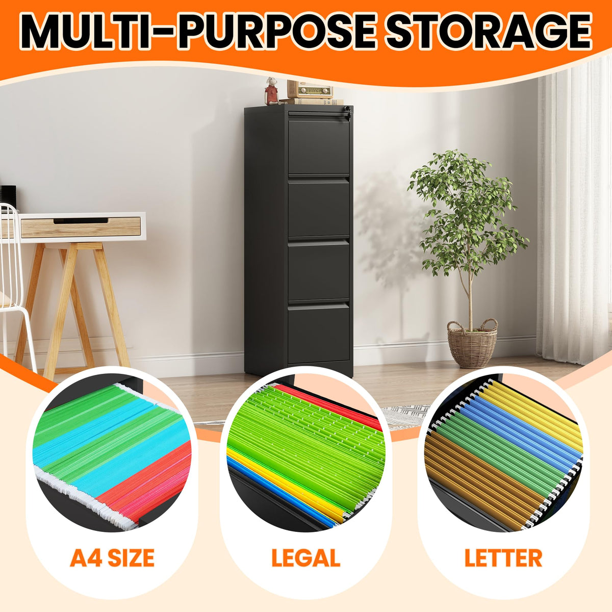 4 Drawer File Cabinet with Lock B537