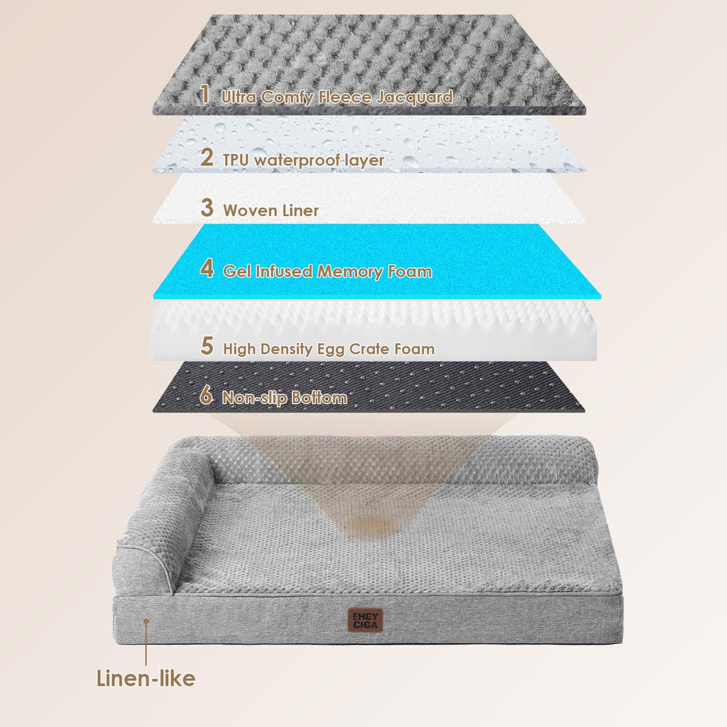 Medium Grey Memory Foam Dog Bed B485