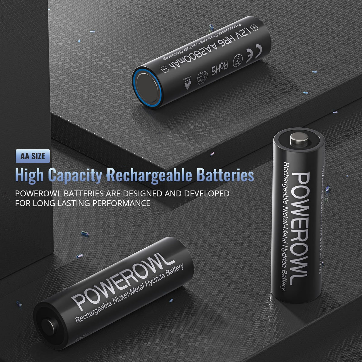Rechargeable AA Batteries 2800mAh 1.2V NiMH Pack of 12 C253