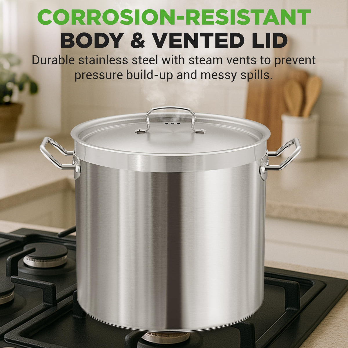 Stainless Steel Stock Pot with Lid 40 Qt F298481