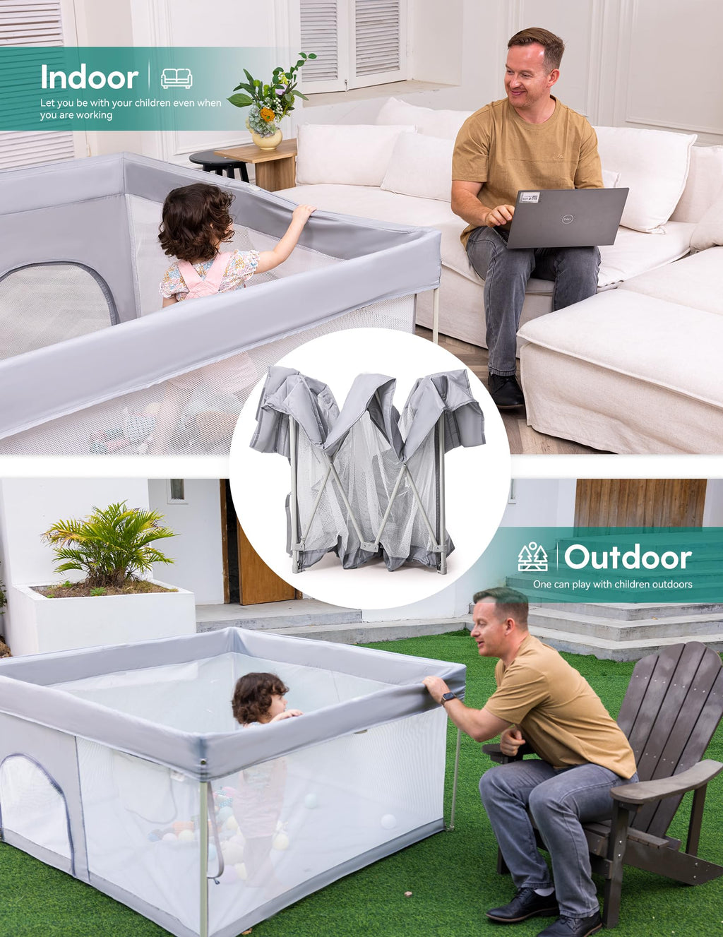 Foldable Baby Playpen with Mat Z2652