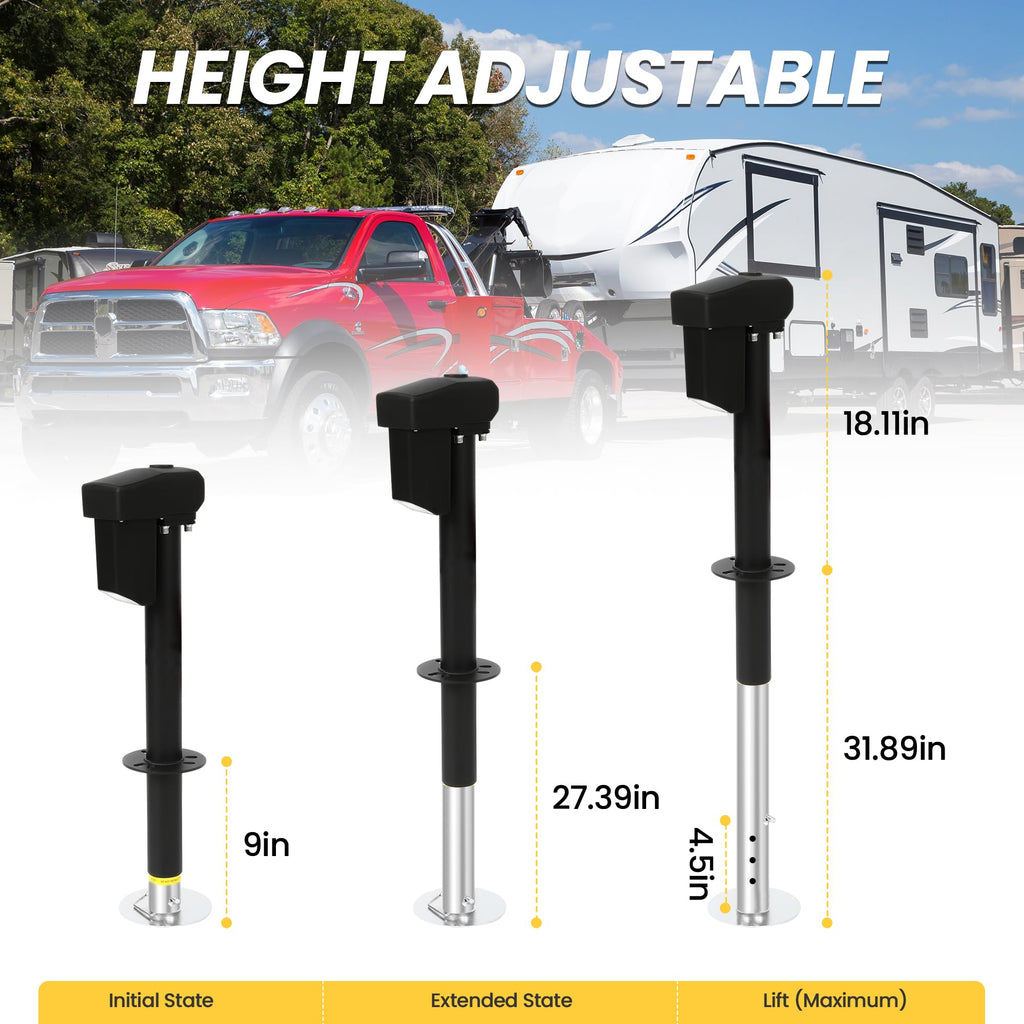 12V Electric Tongue Jack 4000lb A-Frame Heavy Duty Trailer Jack with Drop Foot & LED Light Z743